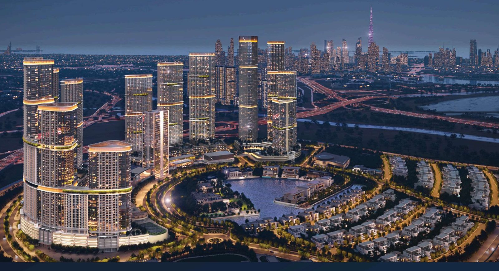 Sobha Hartland II skyline at night